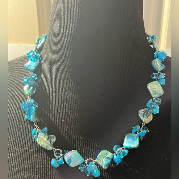 Turquoise and blue necklace lot of 8 - Picture 2 of 16